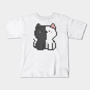 Pixel Quiet Two Face Black White Cat 37 Kids T-Shirt